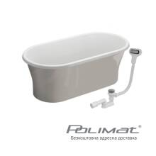Фото 00412 товару Вільностояча акрилова ванна AMONA NEW Polimat 150x75см, сіра