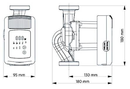 Насос циркуляційний частотний Wita HE OEM 2 120-25 /180 (HEO22512181) розміри Насос циркуляційний частотний Wita HE OEM 2 120-25 /180 (HEO22512181) розміри