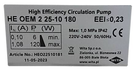 Шилдік насосу циркуляційного частотного Wita HE OEM 2 100-25 /180 (HEO22510181)
