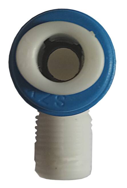 Кутник зі зворотним клапаном 1/4T x 1/4ЗР TOPFILTER (QKZ1418) вигляд збоку підключення Кутник зі зворотним клапаном 1/4T x 1/4ЗР TOPFILTER (QKZ1418) вигляд збоку підключення