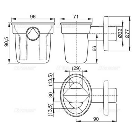 Фото voronka-s-sifonom-dlya-sbora-kondensata-alcaplast-aks1-dn32-1 товару product product